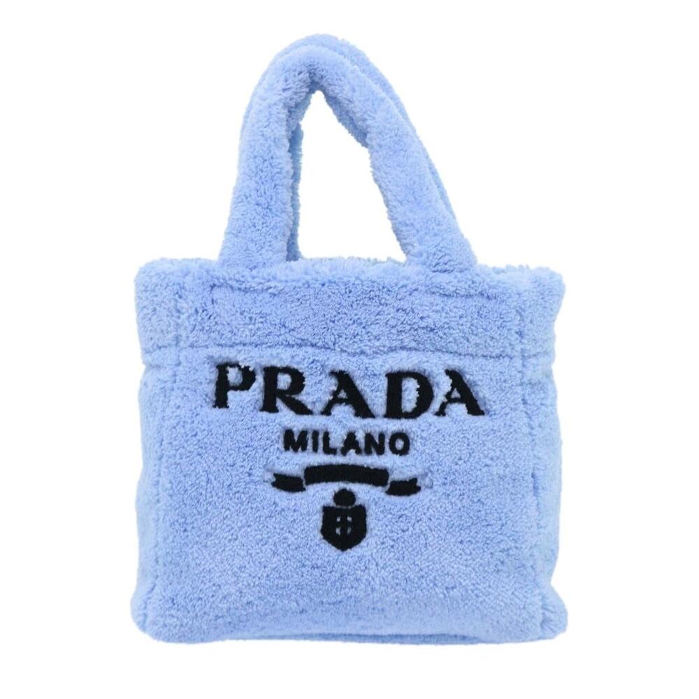 Prada Cotton Terry Handbag Light Blue Black
